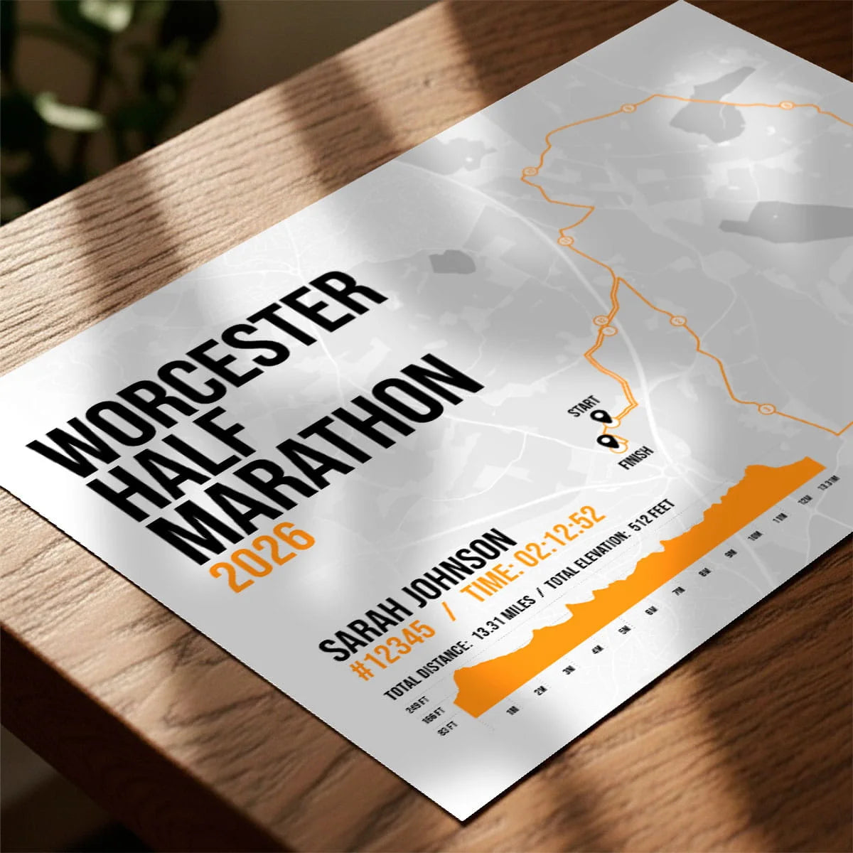 Closeup showing print laying on wooden table