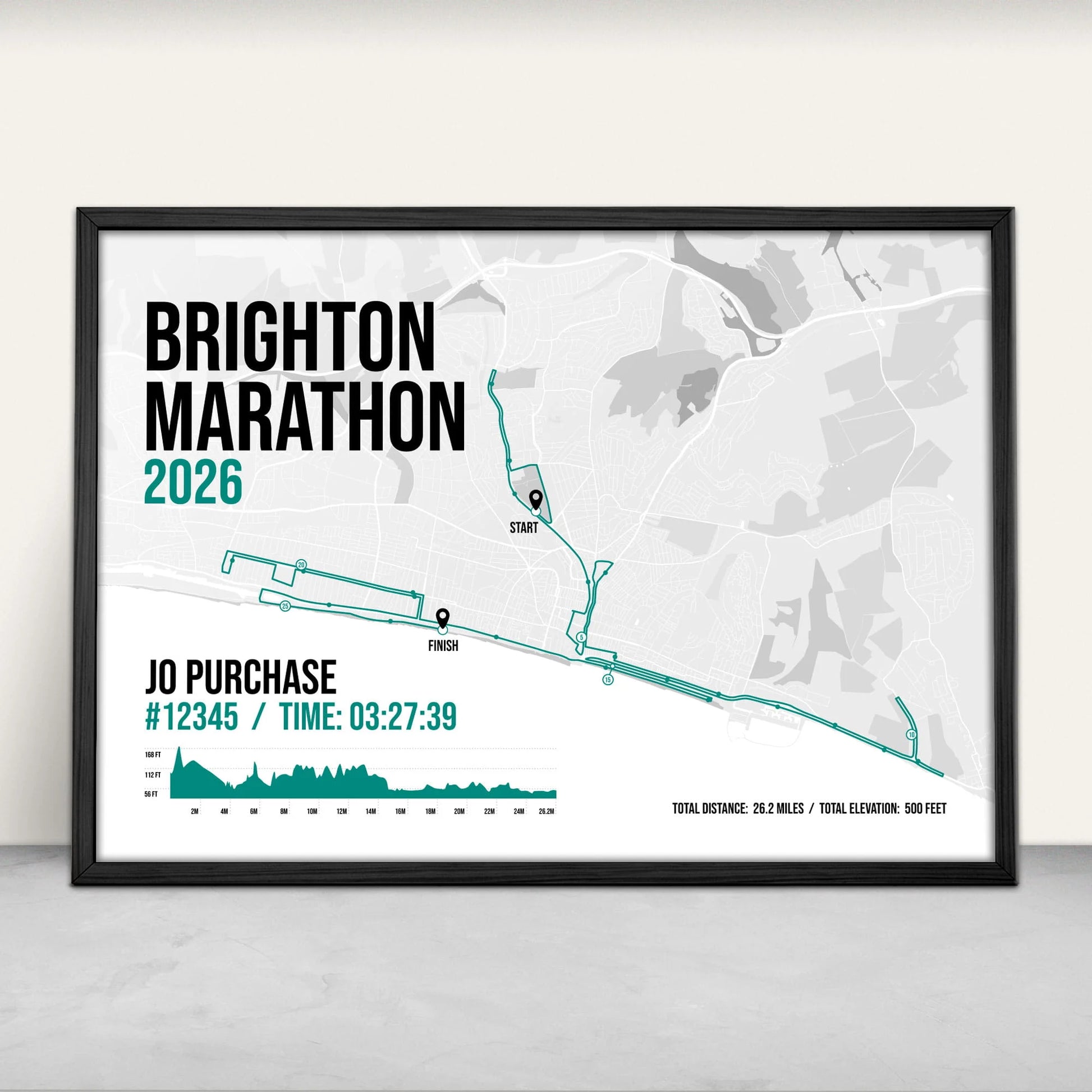 Personalised Brighton Marathon Art Print in green from Purest Green Prints
