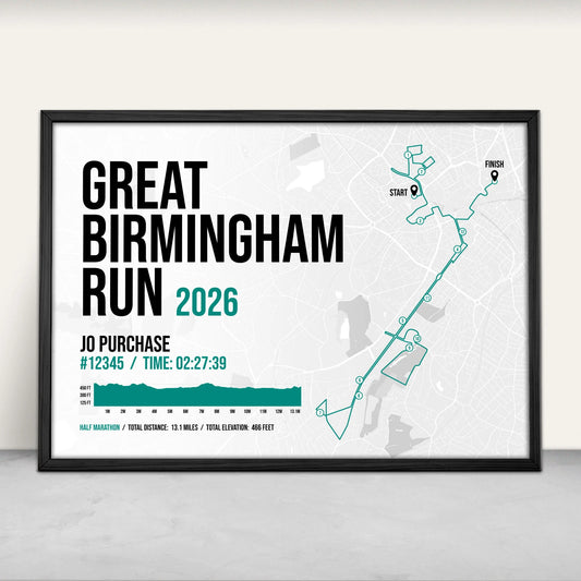 Great Birmingham Run Half Marathon Art Print in green from Purest Green Prints.