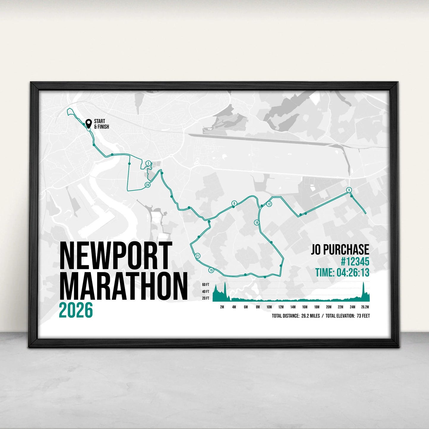 Personalised Newport Marathon Art Print in green from Purest Green Prints