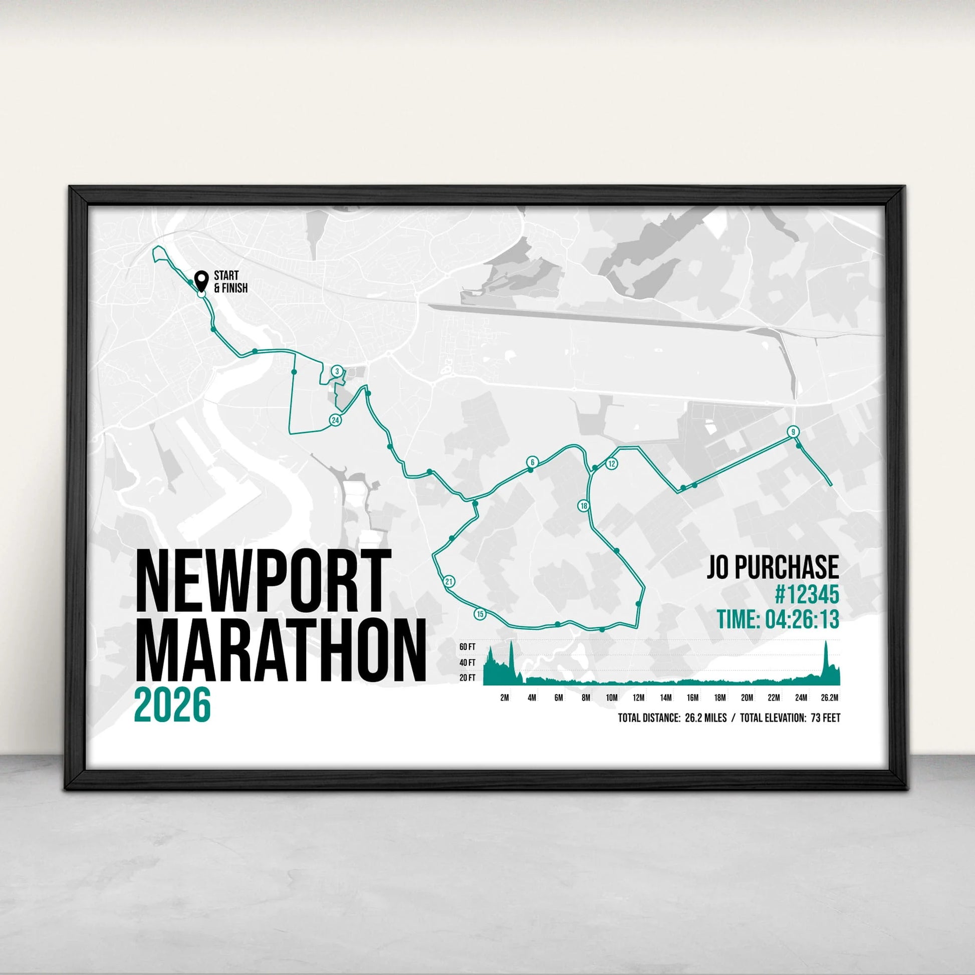 Personalised Newport Marathon Art Print in green from Purest Green Prints