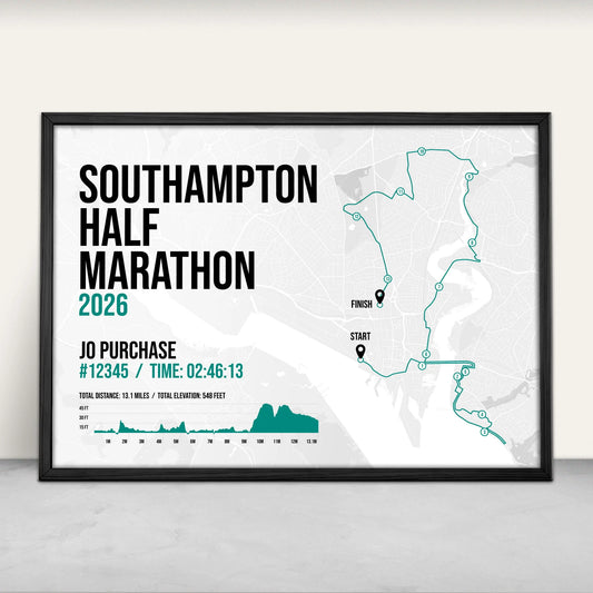 Southampton Half Marathon Personalised Art Print in green from Purest Green Prints.