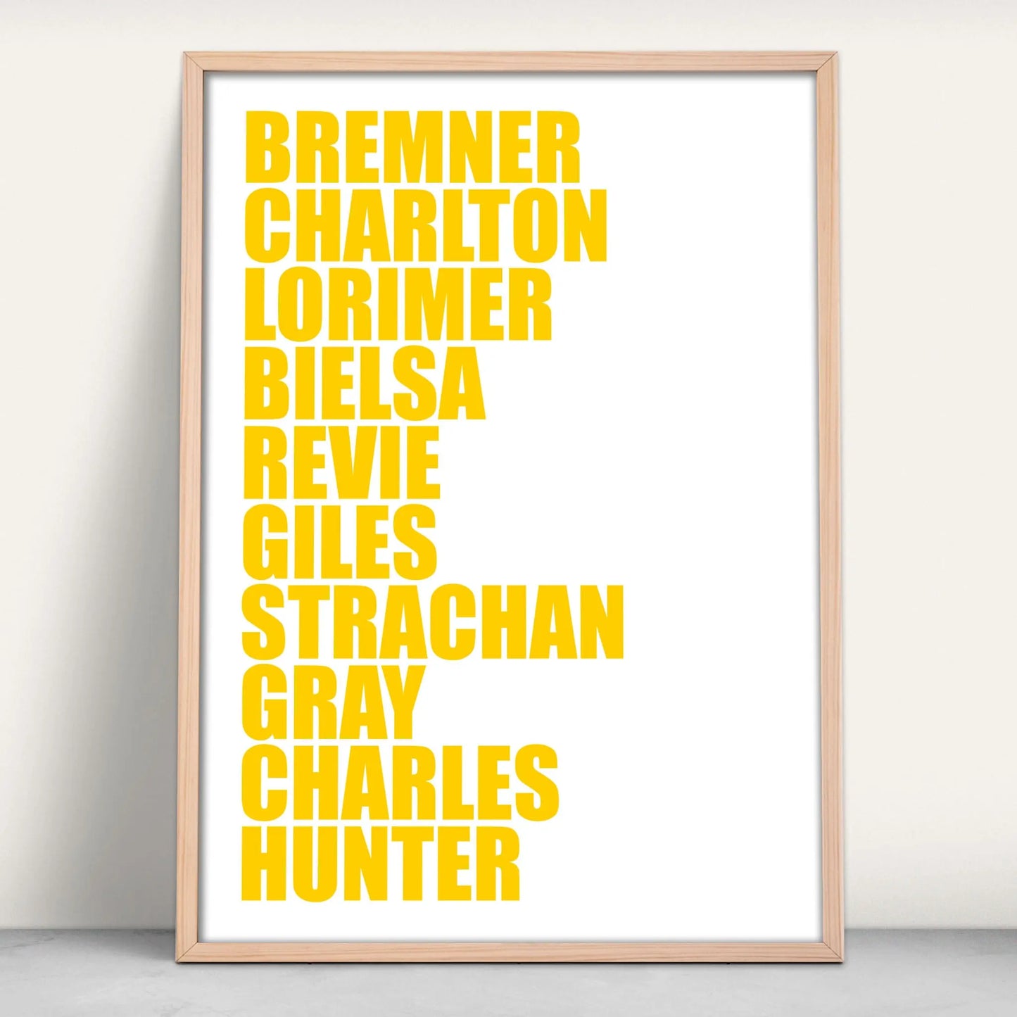 Leeds United FC Legends Personalised Art Print from Purest Green Prints.