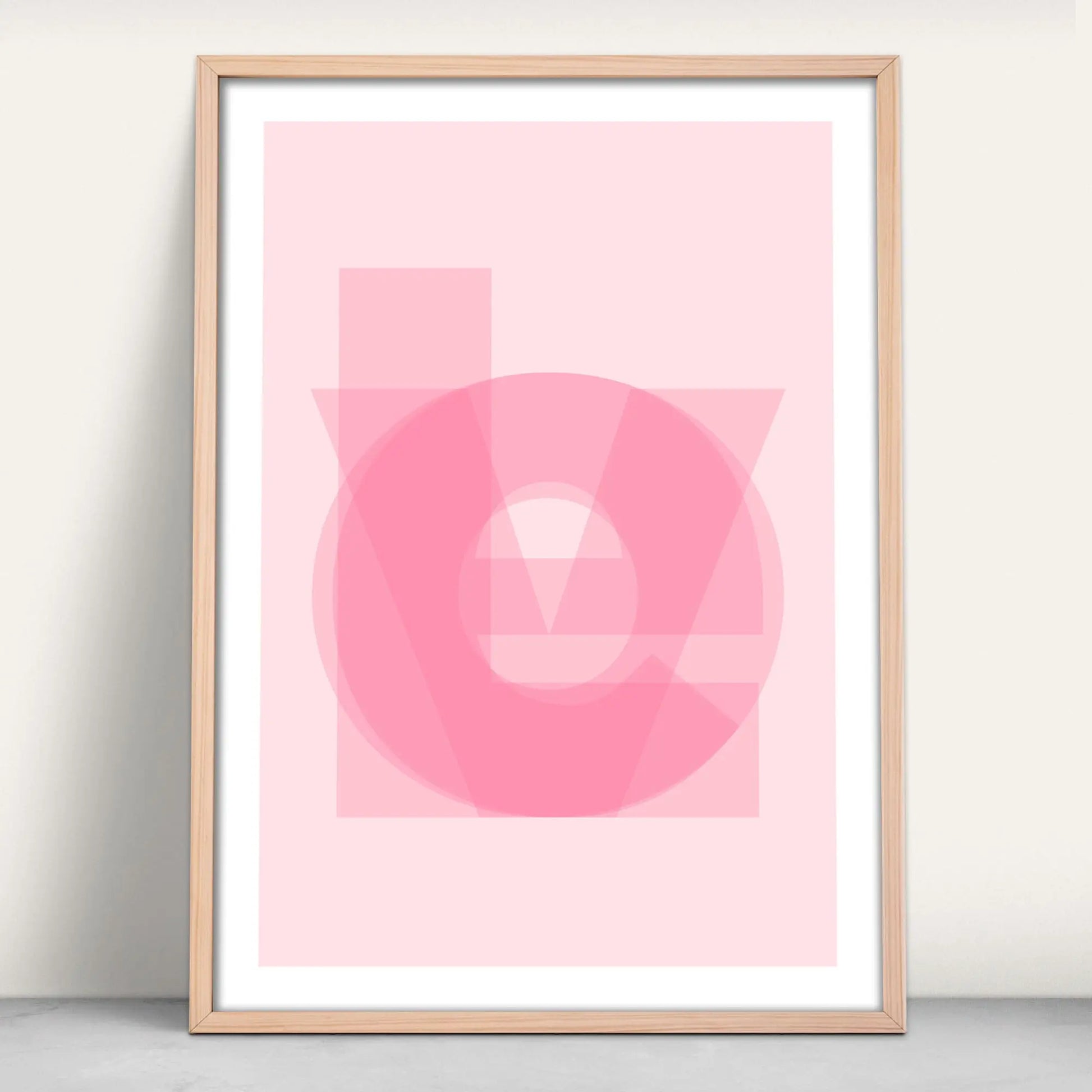 Abstract Love Layered Typography Art Print in pinks from Purest Green Prints