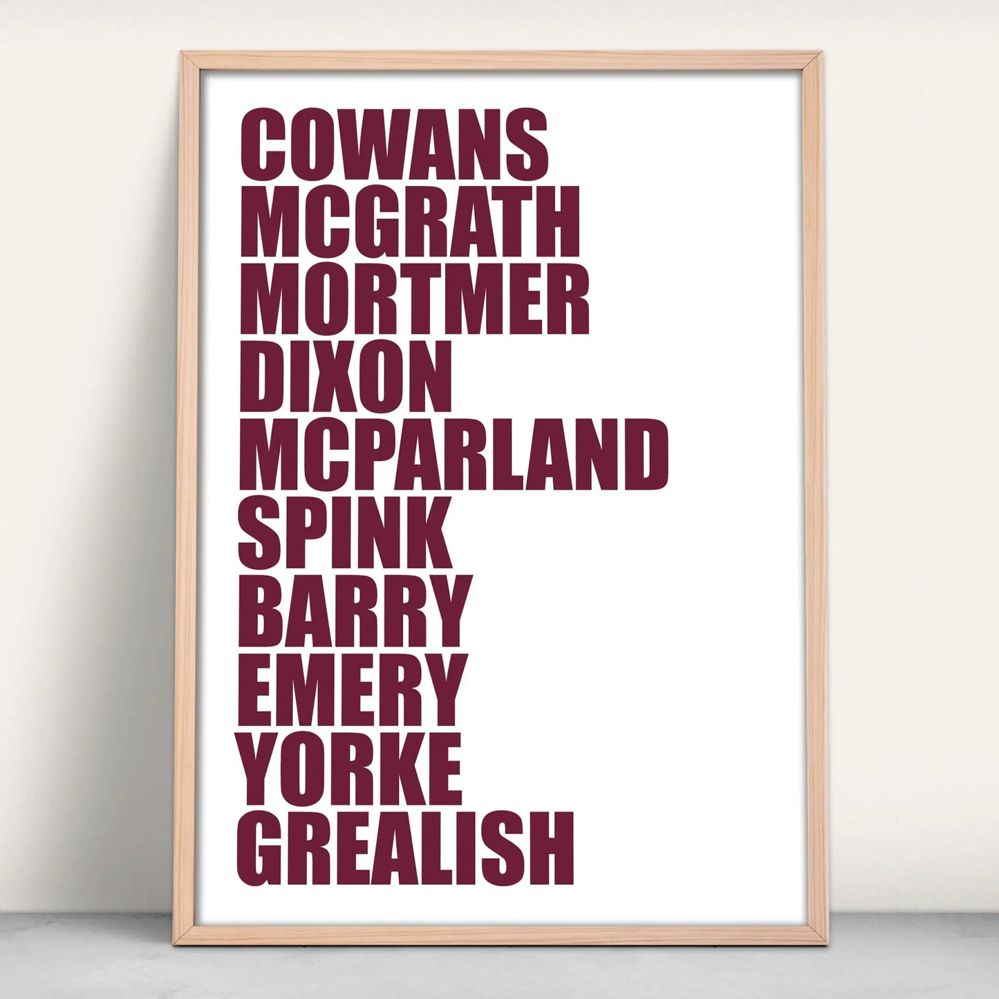 Aston Villa FC Legends Personalised Art Print from Purest Green Prints.