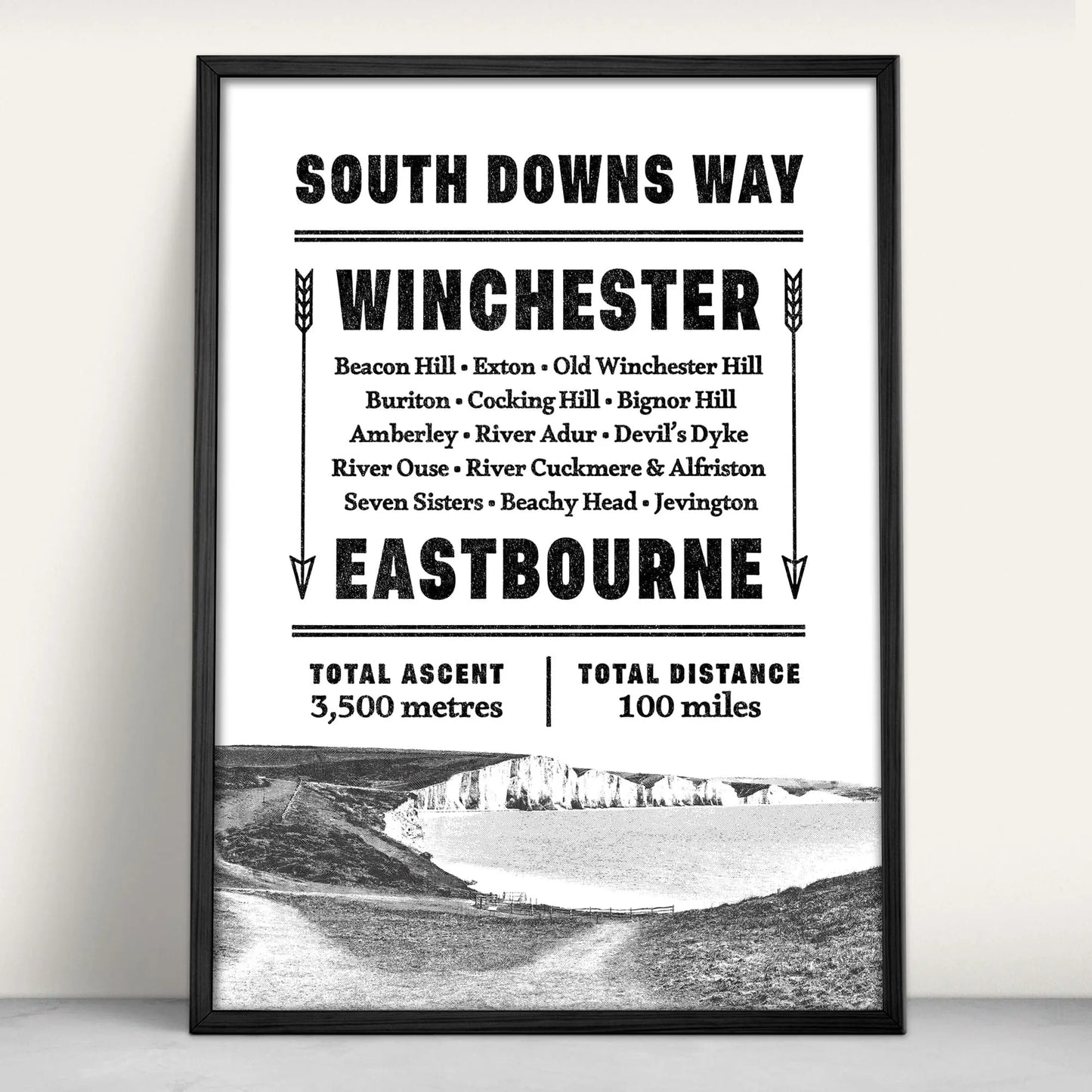 South Downs Way Typographic Art Print from Purest Green Prints