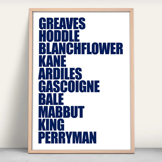 Tottenham Hotspur FC Legends Personalised Art Print from Purest Green Prints.