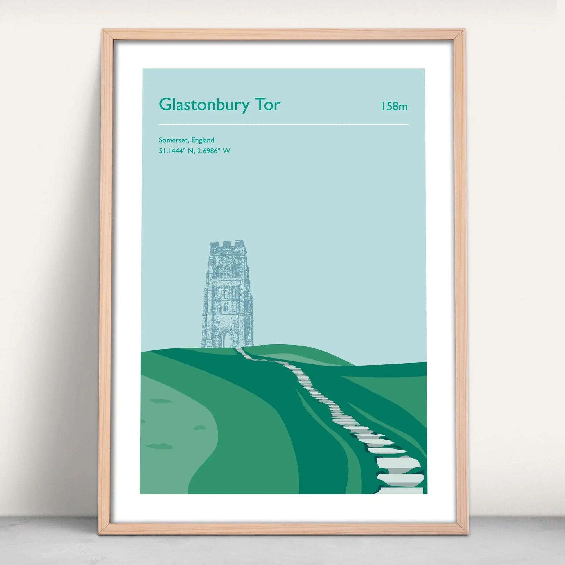 Glastonbury Tor art print from Purest Green Prints