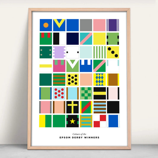 Colours of the Epsom Derby Winners Art Print from Purest Green Prints