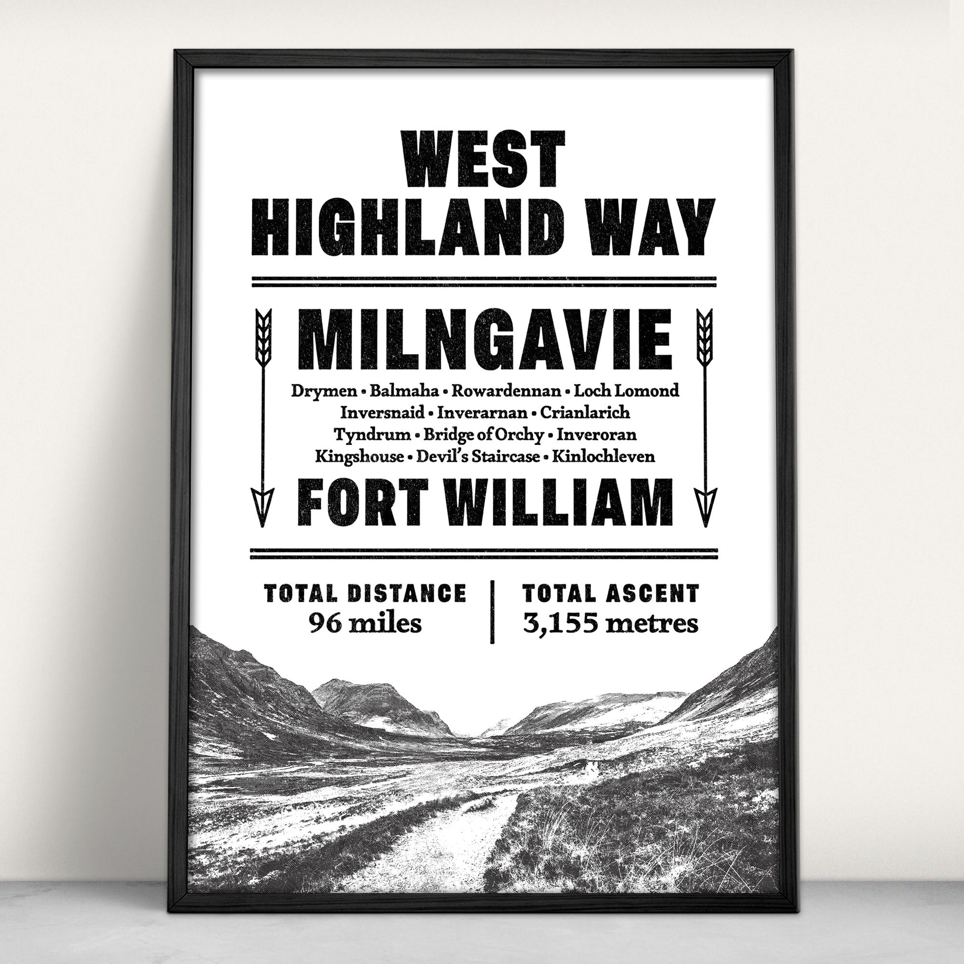 West Highland Way Typographic Art Print from Purest Green Prints