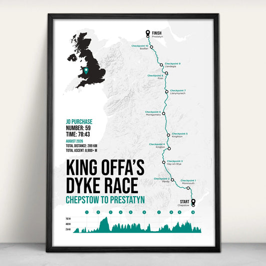 Personalised King Offa's Dyke Race Art Print in green from Purest Green Prints