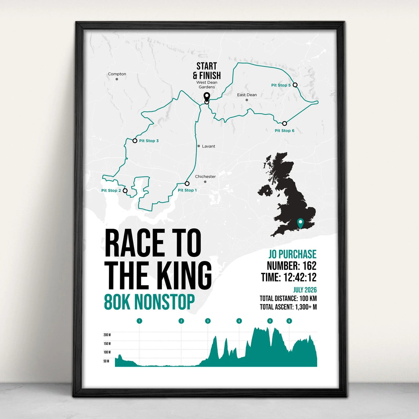 Race to the King 80 Ultra Personalised Art Print in green from Purest Green Prints