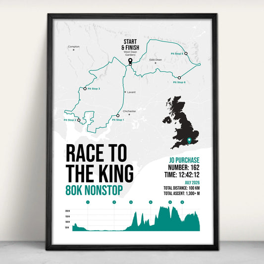 Race to the King 80 Ultra Personalised Art Print in green from Purest Green Prints