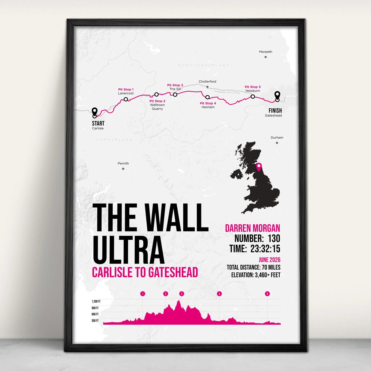 The Wall Ultra Personalised Art Print in pink from Purest Green Prints