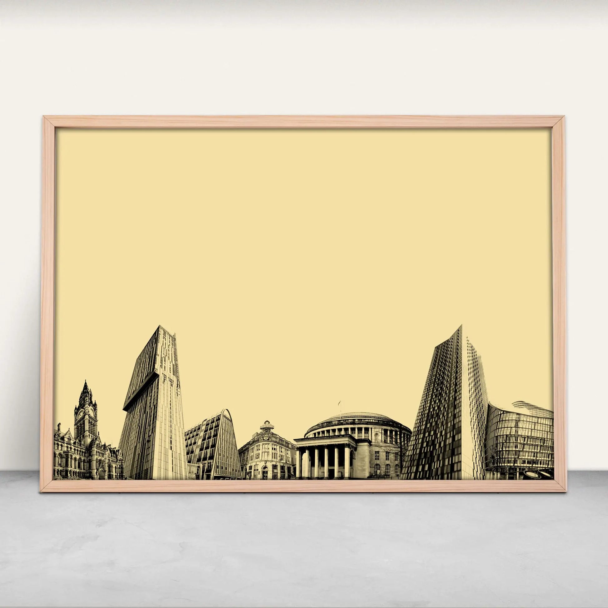 Manchester, England Personalised Art Print in yellow from Purest Green Prints