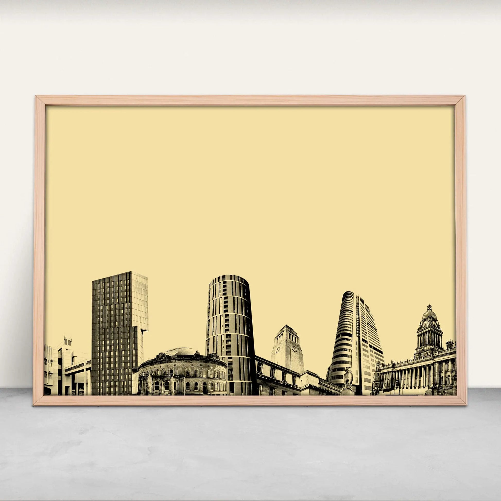 Leeds, England City Art Print in yellow from Purest Green Prints