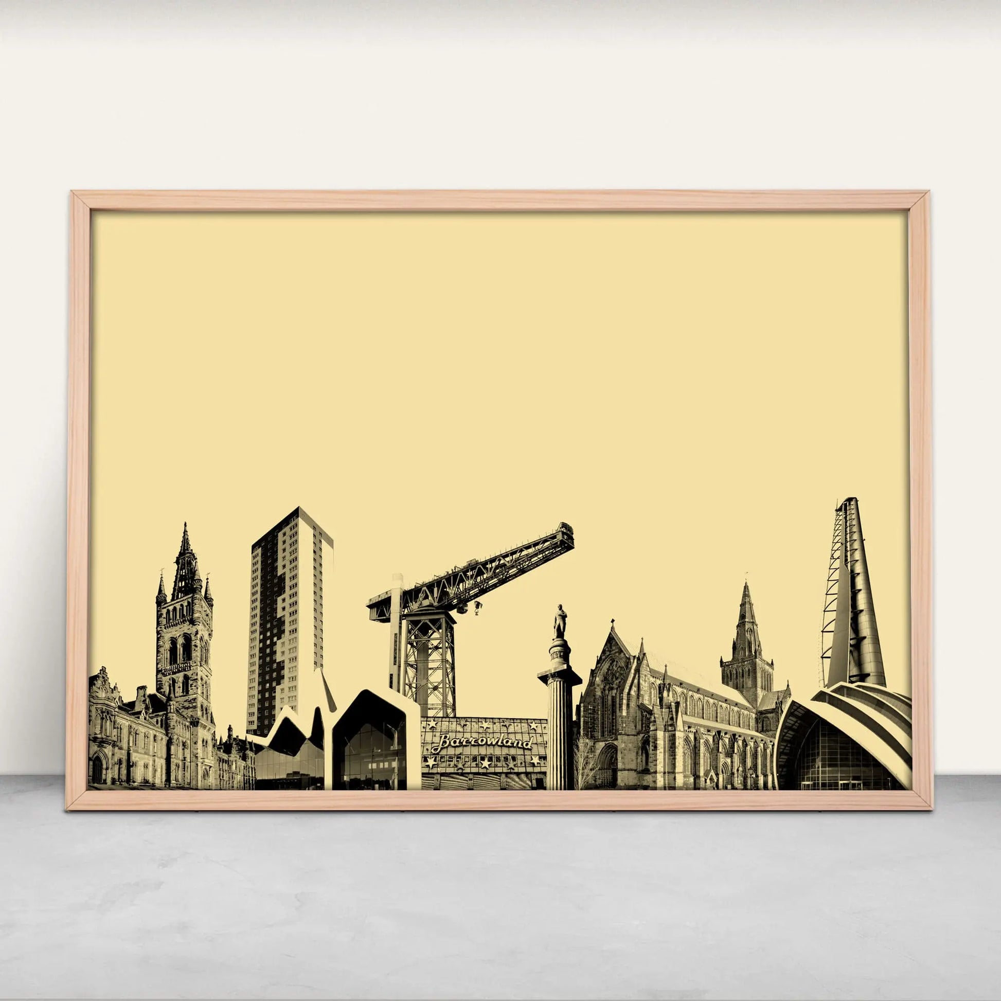 Glasgow, Scotland Architecture personalised Art Print in yellow from Purest Green Prints.