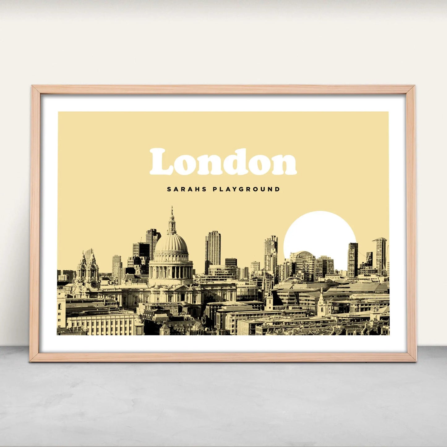 London Skyline personalised art print in yellow from Purest Green Prints art print