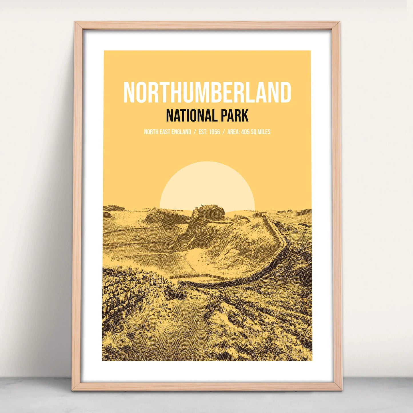 Northumberland National Park art print in yellow from Purest Green Prints