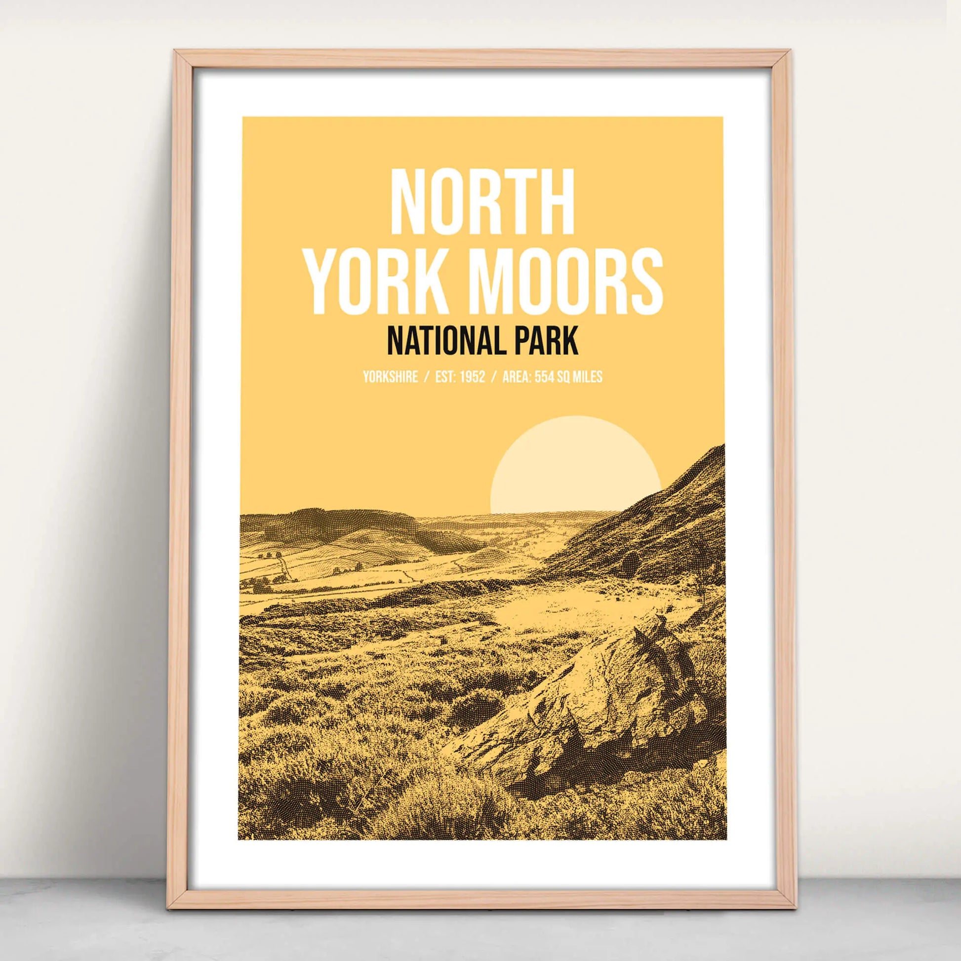 North York Moors National Park art print in yellow from Purest Green Prints