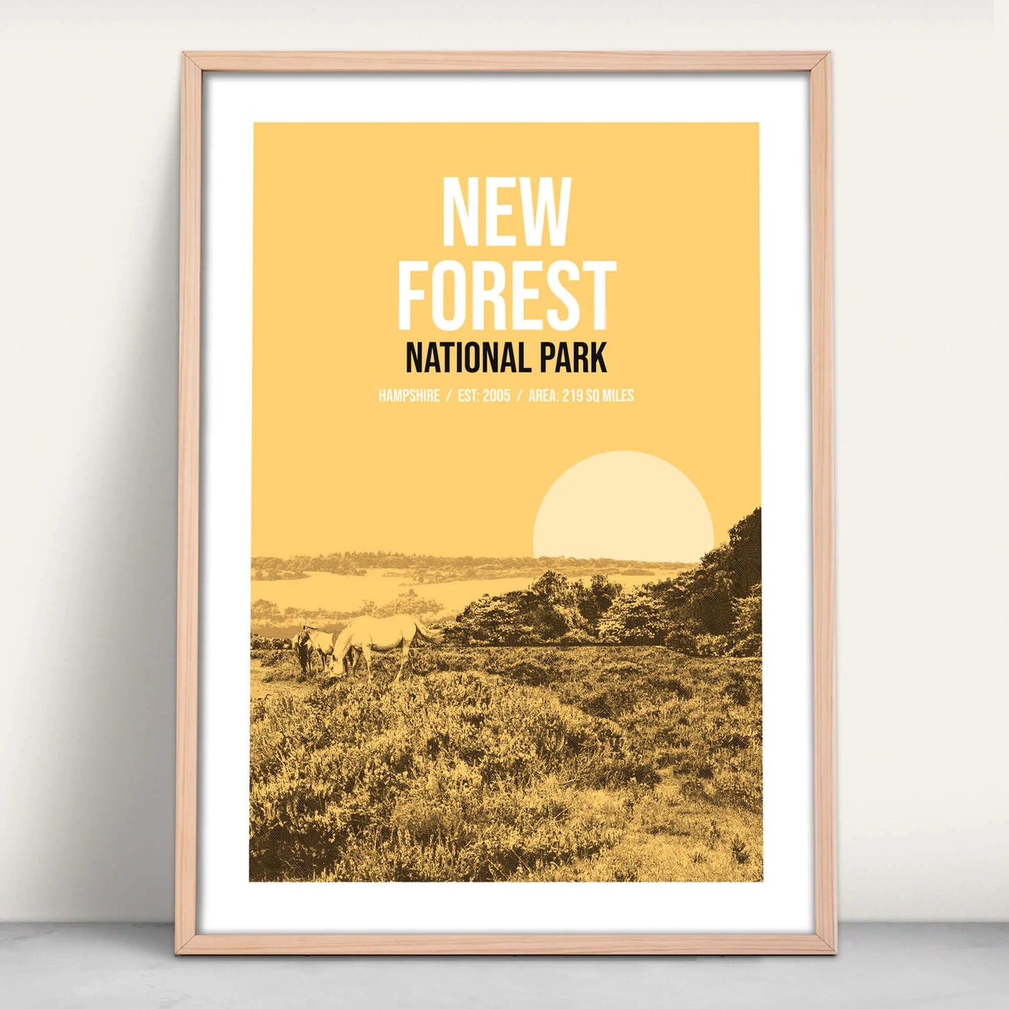 New Forest National Park art print in yellow from Purest Green Prints