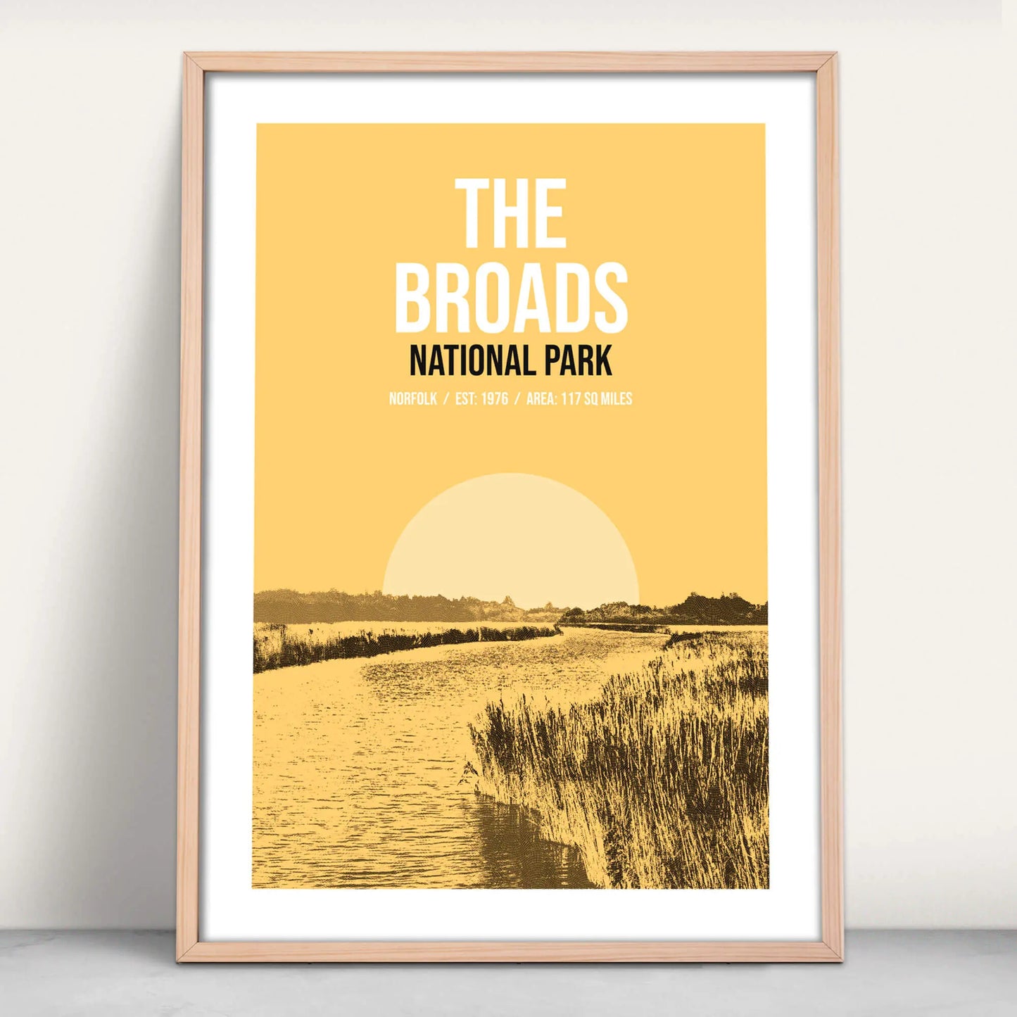 The Broads National Park art print in yellow from Purest Green Prints