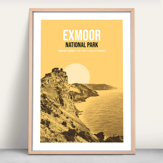 Exmoor National Park art print in yellow from Purest Green Prints